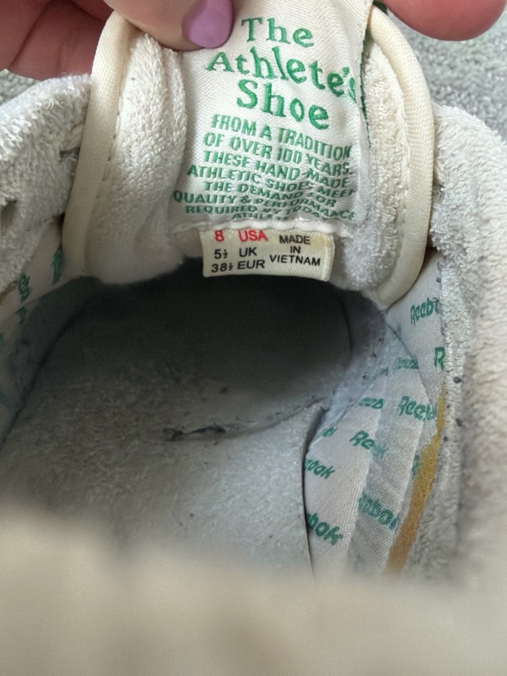 Reebok White/Green Classic Leather Sneakers - Picture 4 of 6